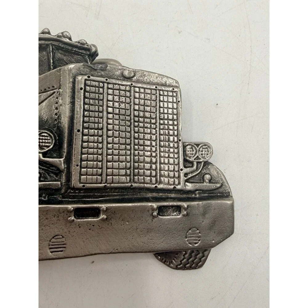 Vintage Metal 18 Wheeler Big Rig Tractor Trailer Dump Truck Belt Buckle # 2047